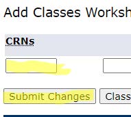 "Add Classes" worksheet in the mountie hub portal